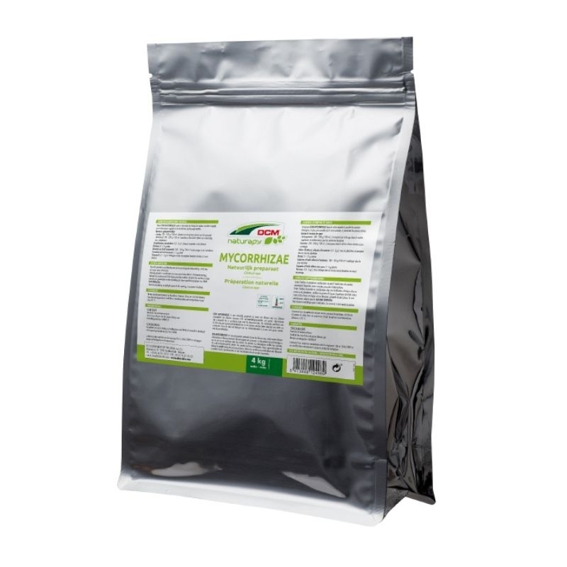 Groene zak van 3 kg DCM Mycorrhizae, een product met mycorrhiza-schimmels voor betere plantengroei.