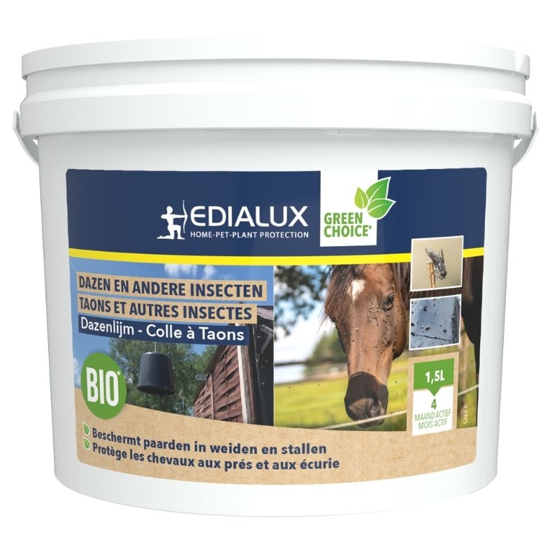 Edialux Dazenlijm Bio (1.5L) - Natuurlijke bescherming tegen dazen en andere insecten voor paarden in weide en stal.