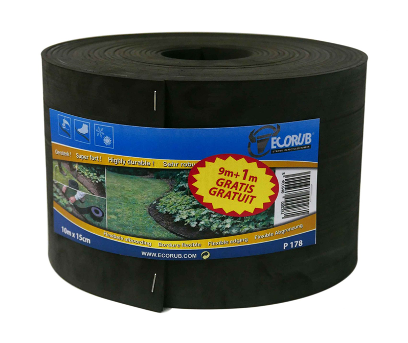 EcoRub® Rubberen afboording voor tuin 10m x 15cm 