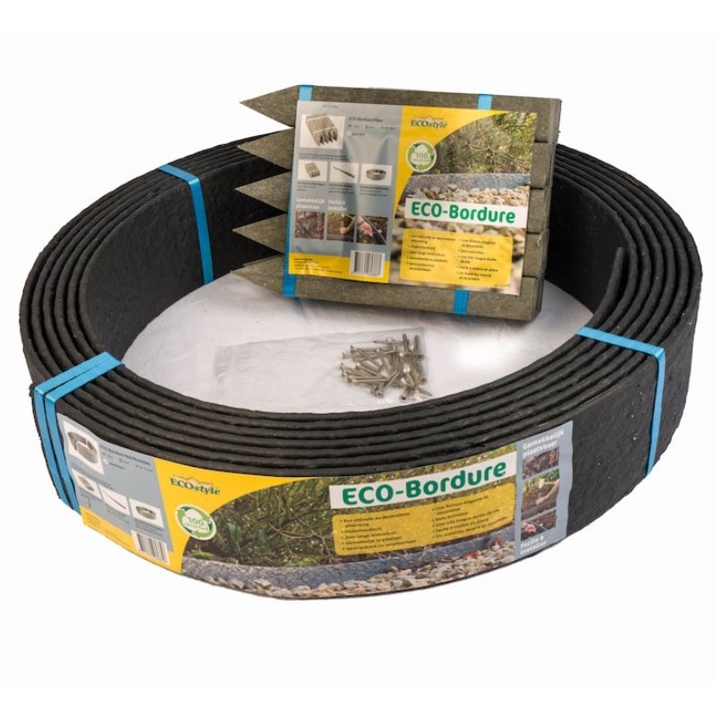 ECO-Bordure pakket van Ecostyle - zwarte tuinafboording van 10m, gemaakt van 100% gerecycled materiaal.