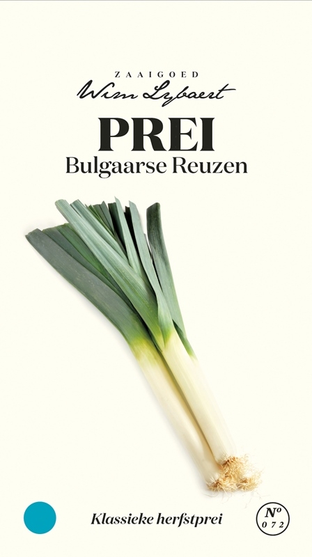 Wim Lybaert preizaden: Bulgaarse Reuzen - Klassieke herfstprei met lange, witte schachten, ideaal voor winterse gerechten.