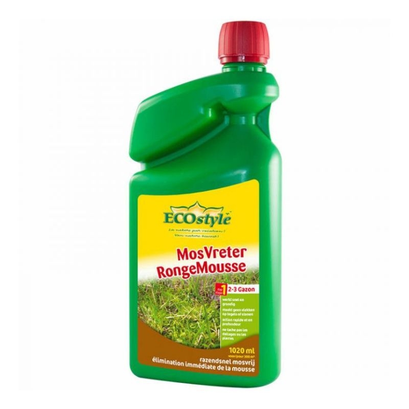 Bestrijd mos in je gazon effectief en milieuvriendelijk met Ecostyle MosVreter (510ml).