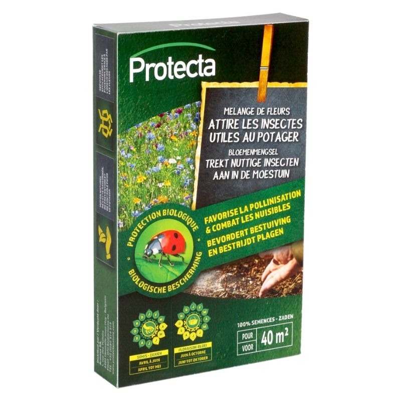 Protecta bloemenmengsel voor nuttige insecten (40m²): Trek bijen, vlinders en lieveheersbeestjes aan om uw moestuin te beschermen tegen plagen.