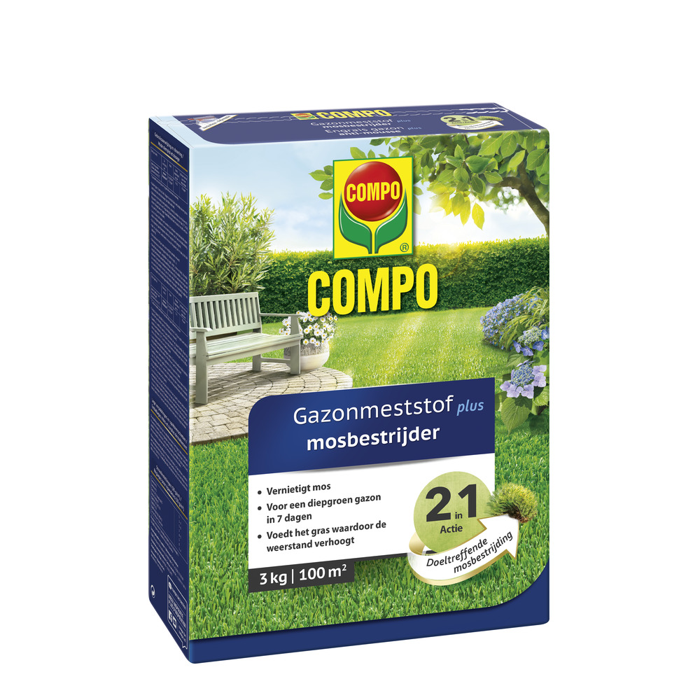 Compo Gazonmeststof mest mosbestrijder 100m² | 2 in 1