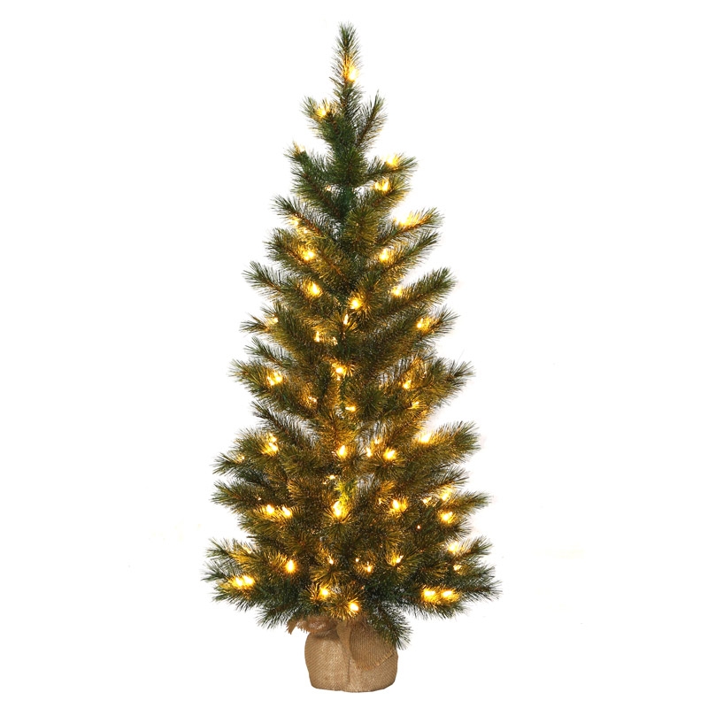 Kleine kunstkerstboom Fleecy met 100 LED lampjes 122 cm