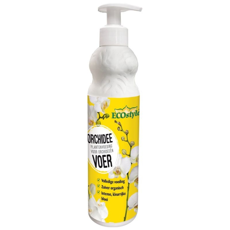 Ecostyle OrchideeVoer (400 ml): Organische voeding voor orchideeën. Stimuleert de bloei, zorgt voor intensere kleuren en sterkere planten.