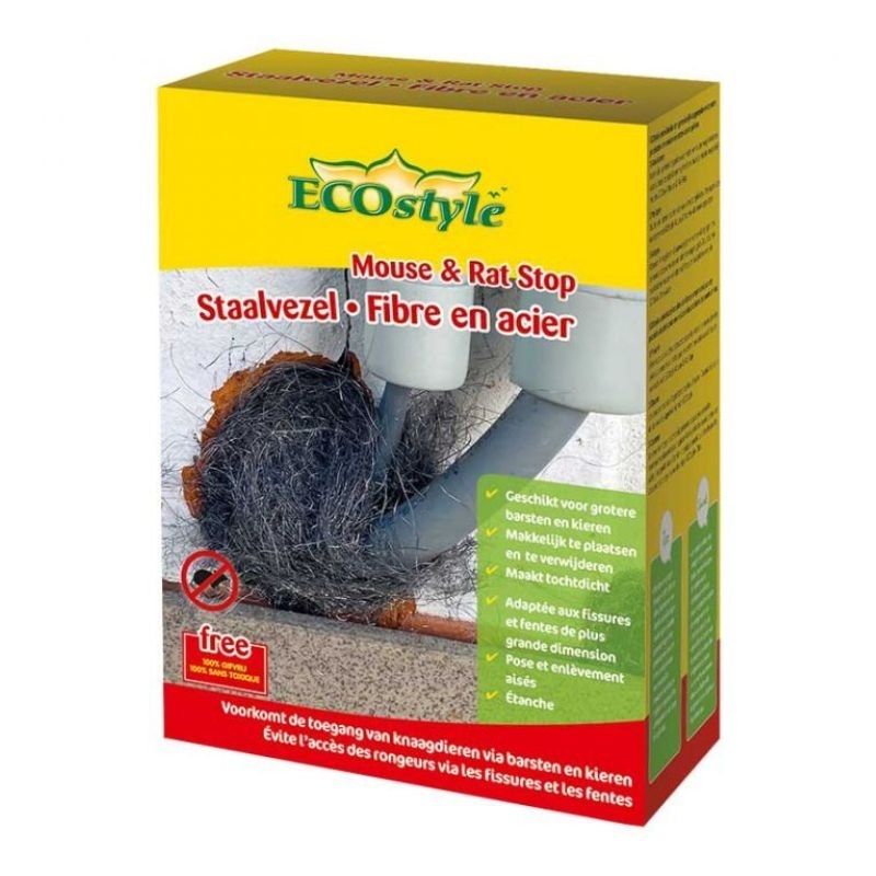 Ecostyle Staalvezel grote openingen afdichten tegen ratten & muizen 50 x 10 cm