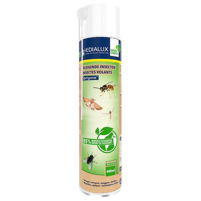 Bestrijd vliegende insecten op een milieuvriendelijke manier met Edialux Sprigone Insectenspray. Deze gebruiksklare spray doodt snel en effectief vliegen, muggen, wespen en motten.