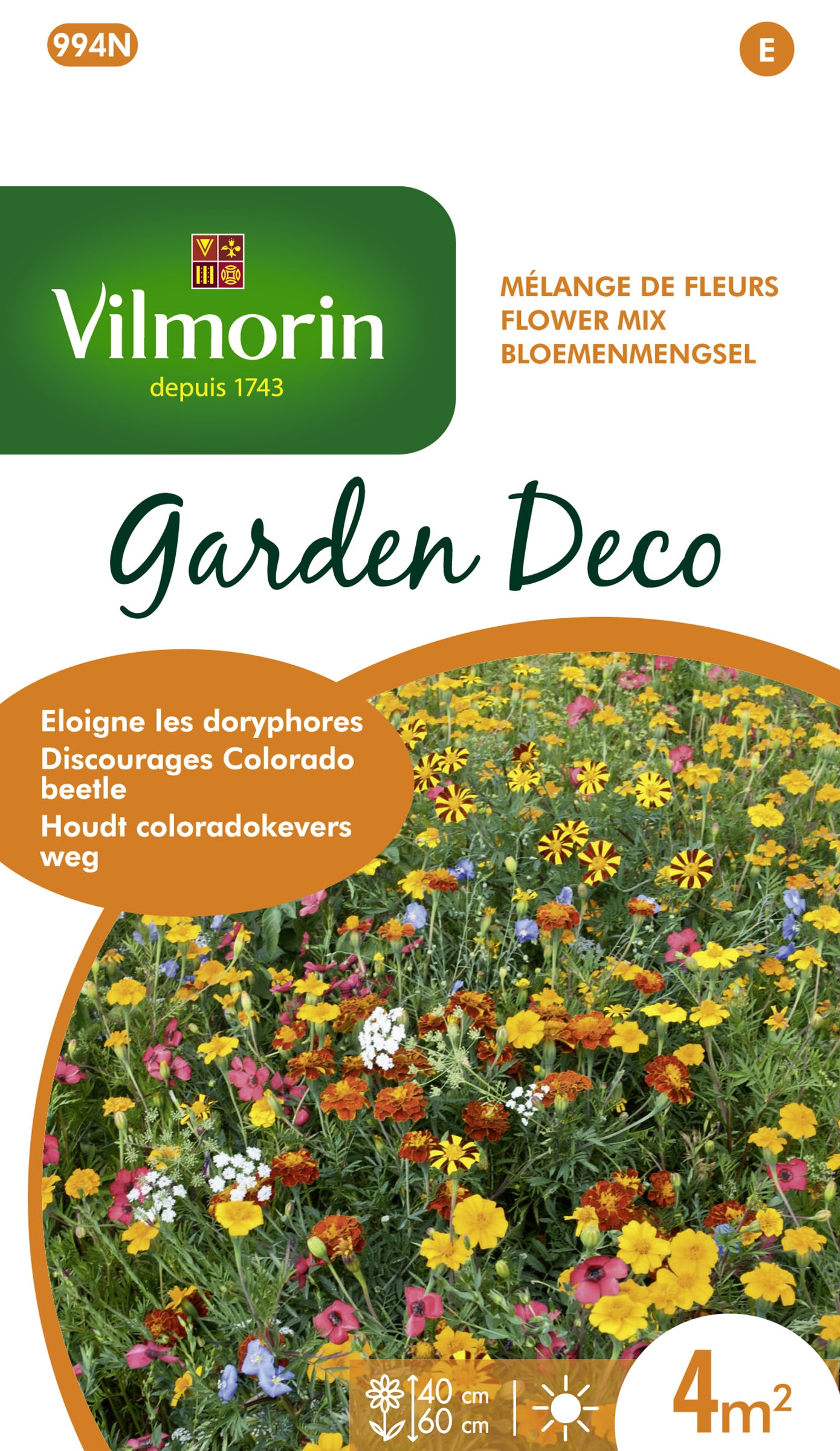 Vilmorin Garden Deco bloemenmengsel tegen coloradokevers - Een mix van zaden die coloradokevers afweren en nuttige insecten aantrekt.