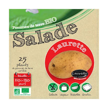 Biologische pootaardappelen Laurette: Vastkokende aardappelen met een heerlijke romige notensmaak, perfect voor salades, stomen, bakken en koken.