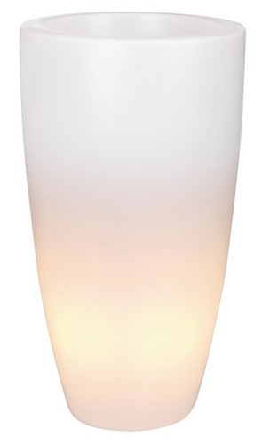 Elho Pure Soft Round High Light 50 cm transparant - stijlvolle verlichte bloempot voor binnen en buiten.