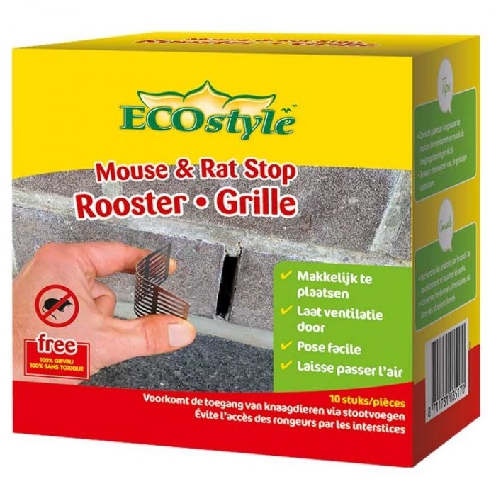 Ecostyle Mouse & Rat Stop Rooster (10 stuks): Roestvrije roosters voor het afdichten van stootvoegen tegen muizen en ratten.