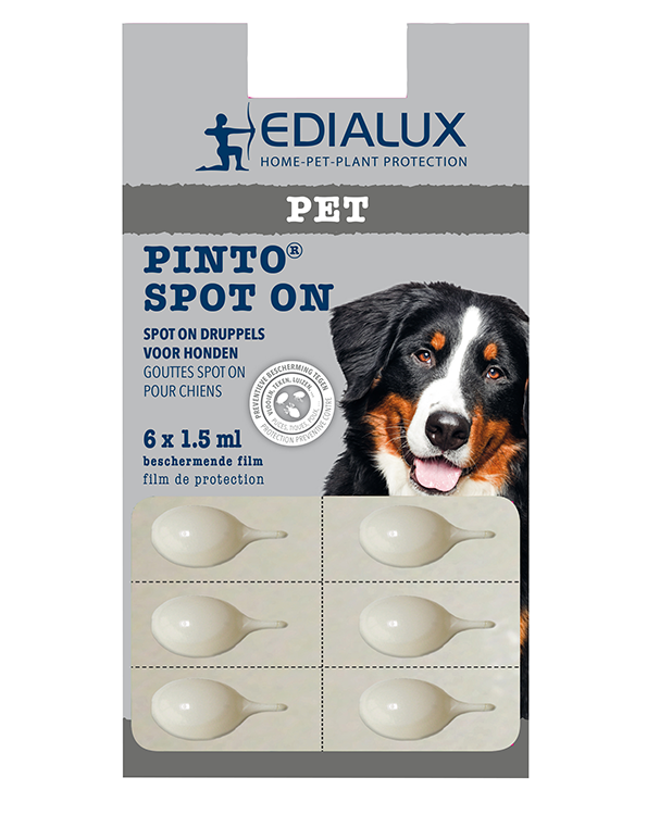 Pinto Spot On Druppels tegen vlooien en teken bij honden 6x1,5ml