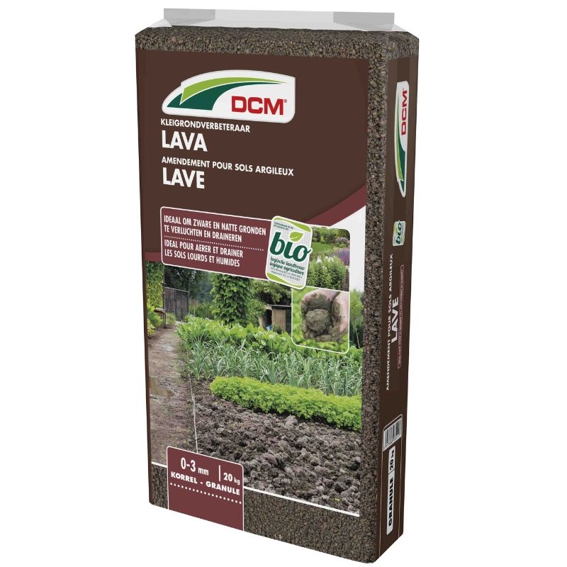 Verbeter de structuur van je kleigrond met DCM Lavakorrels (20 kg), ideaal voor moestuin en tuin.