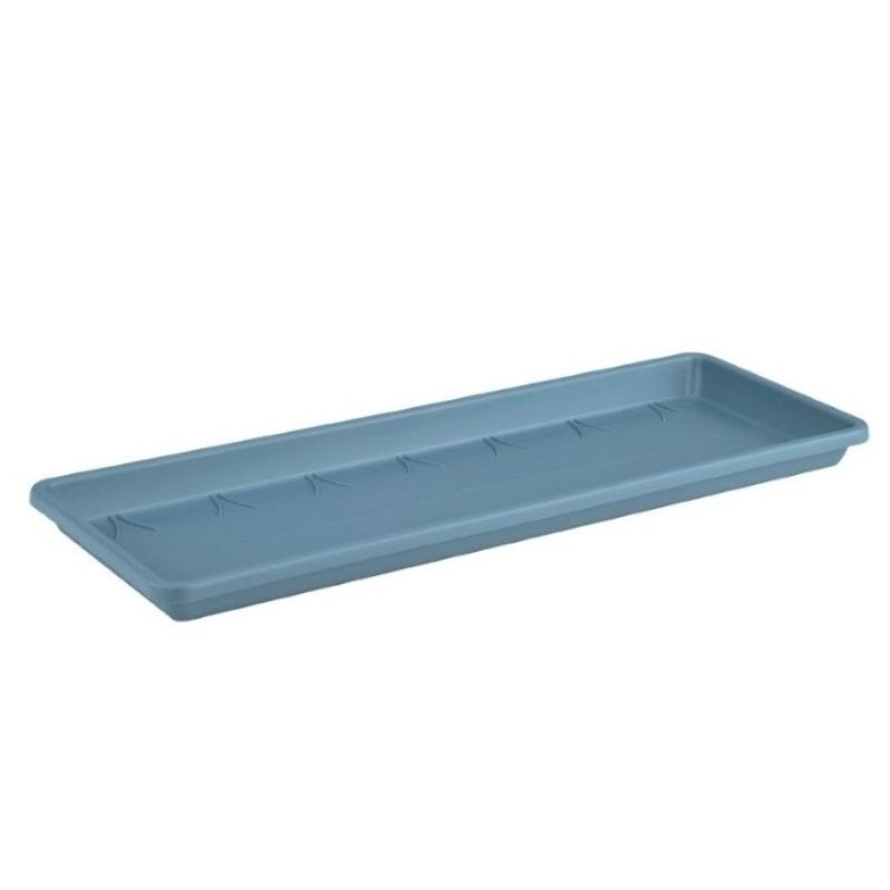 Elho Barcelona balkonbak schotel 50cm Vintage Blue: Bijpassende schotel voor de Elho Barcelona balkonbak, voorkomt wateroverlast en beschermt uw terras.