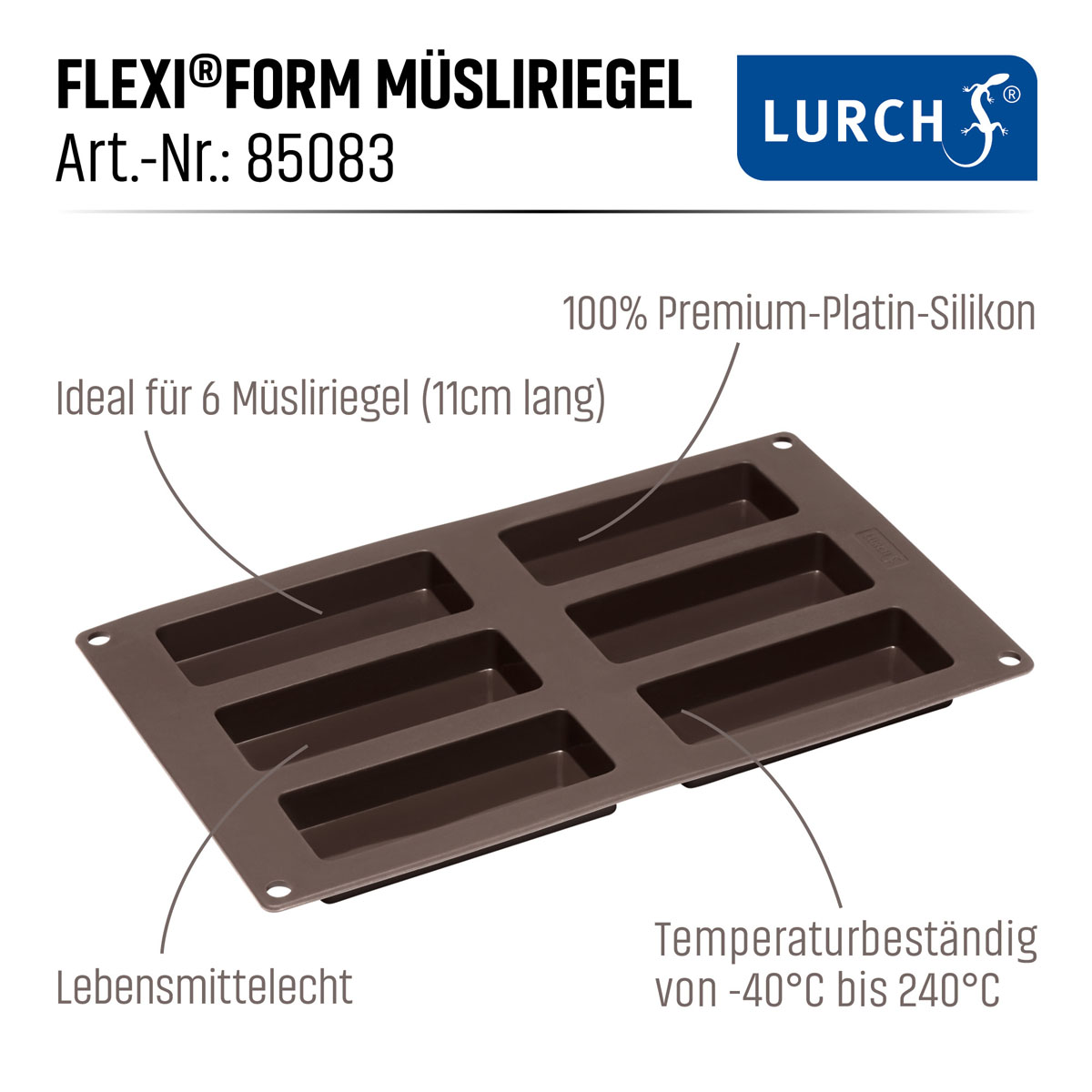 LURCH FlexiForm Cereal Bar 30x17,5cm 6cavity brown