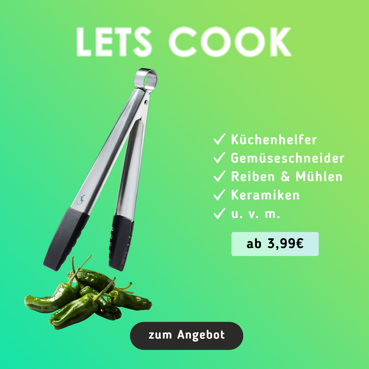 Lets Cook Werbegrafik mit Link zur Kochen-Kategorie