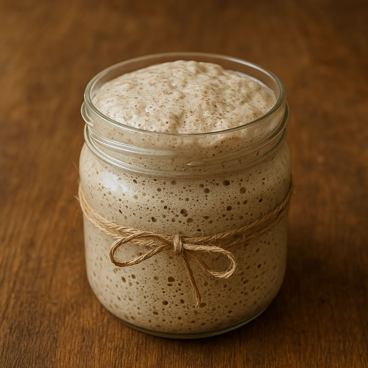 Sauerteigansatz in einem Glas - Sauerteigbrot backen