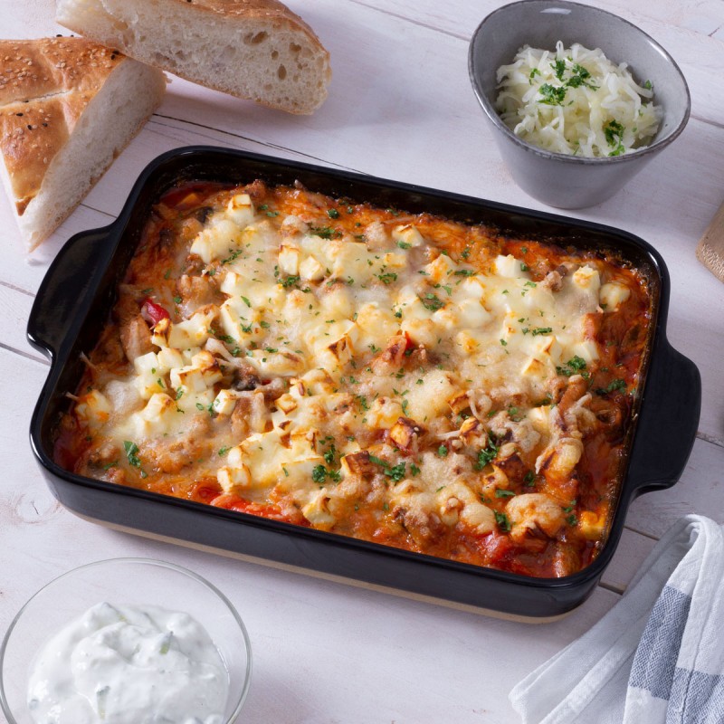 Gyrosauflauf mit Metaxasoße Rezept