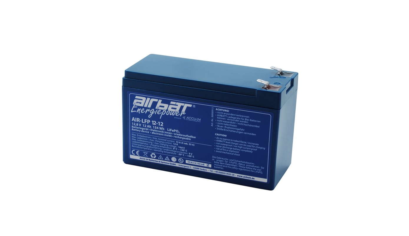 AIRBATT Energiepower AIR-LFP 12-12 12,8V 12AH LiFePO4 Versorgungsbatterie ohne Polabdeckung
