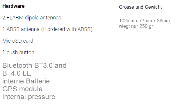 FlarmBat, RFB (2ter Antennenkanal), IGC Logger, 2 Antennen, optional mit/ohne ENL (Motorsensor), mit/ohne ADSB