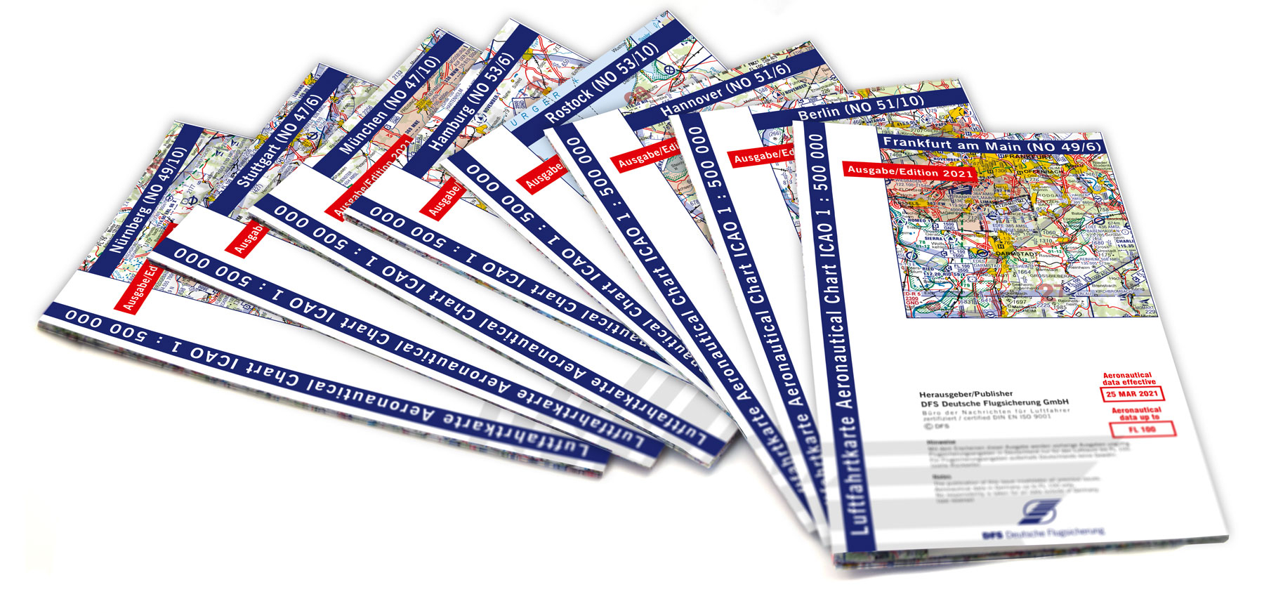 ICAO-Karten Satz (8Karten) Deutschland Papier 2023