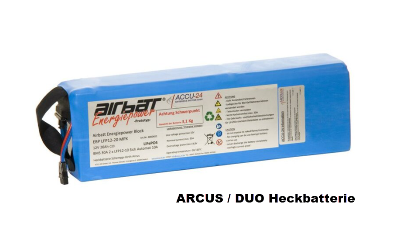 Heckbatterie ARCUS/DUO 12V 20AH LiFePO4