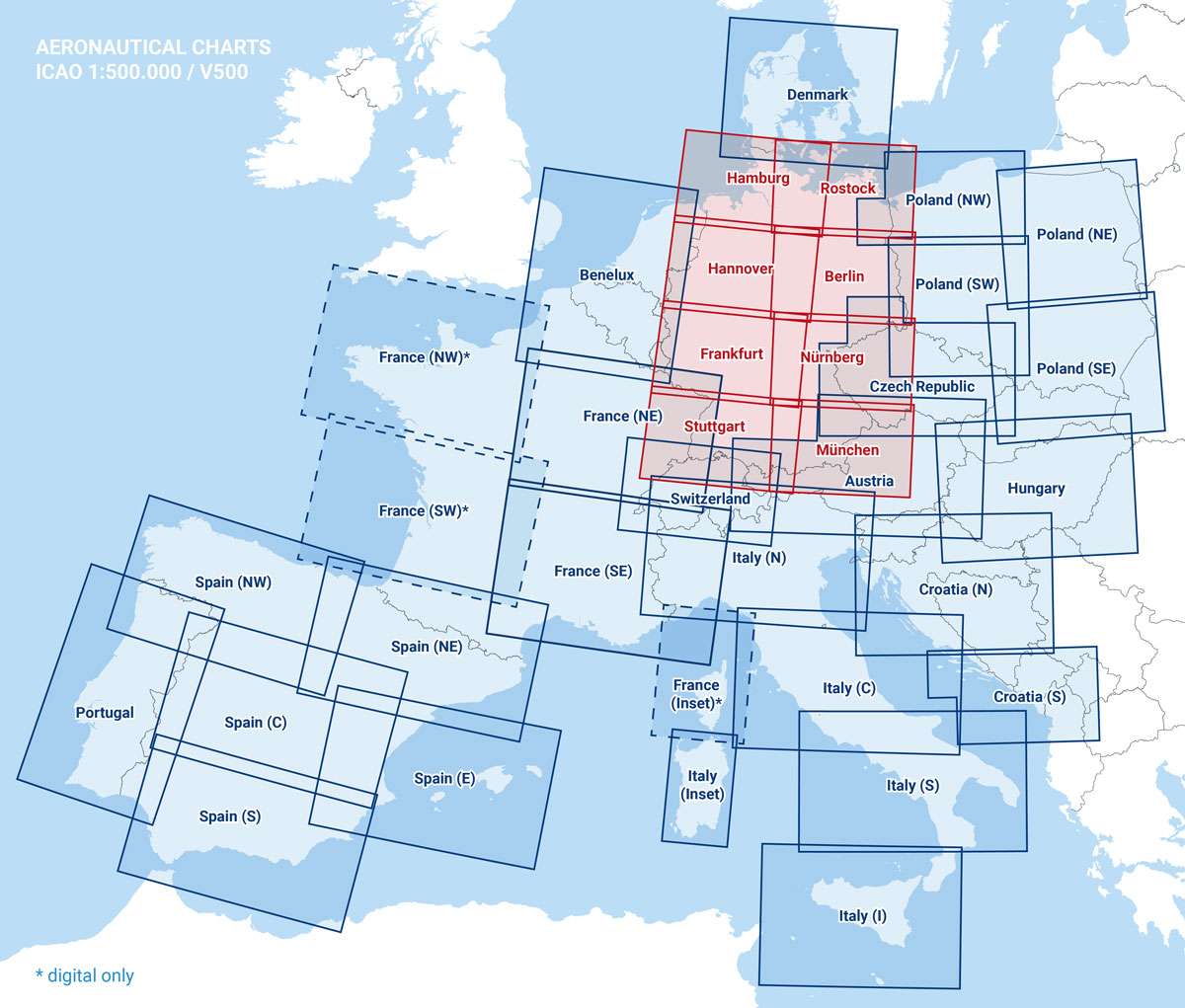 ICAO-Karten-Set Deutschland 1:500.000, Komplettsatz Segelflug (Ausgabe 2024)