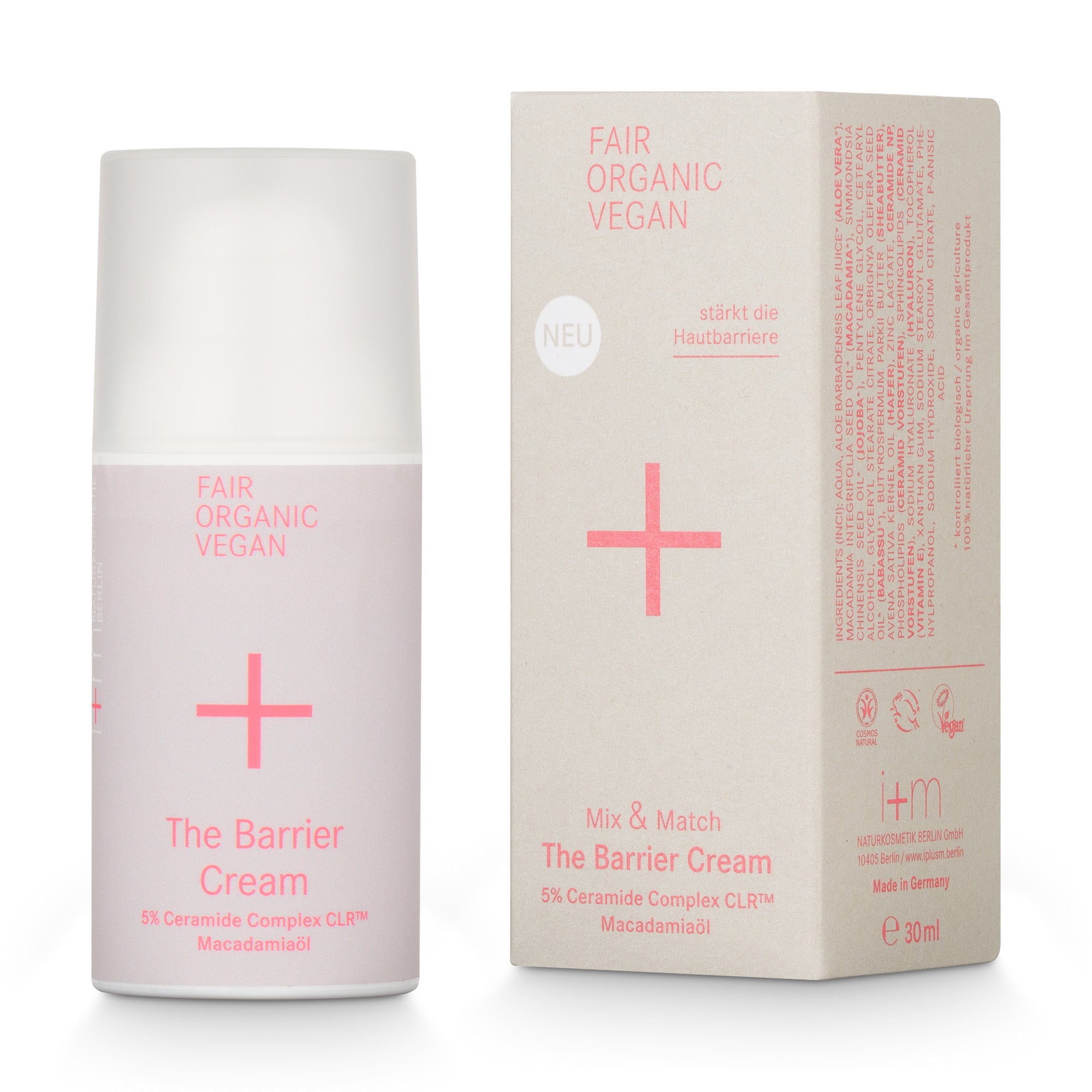 Barrierecreme, Gesichtscreme, Ceramid, vegan, rosa Flasche