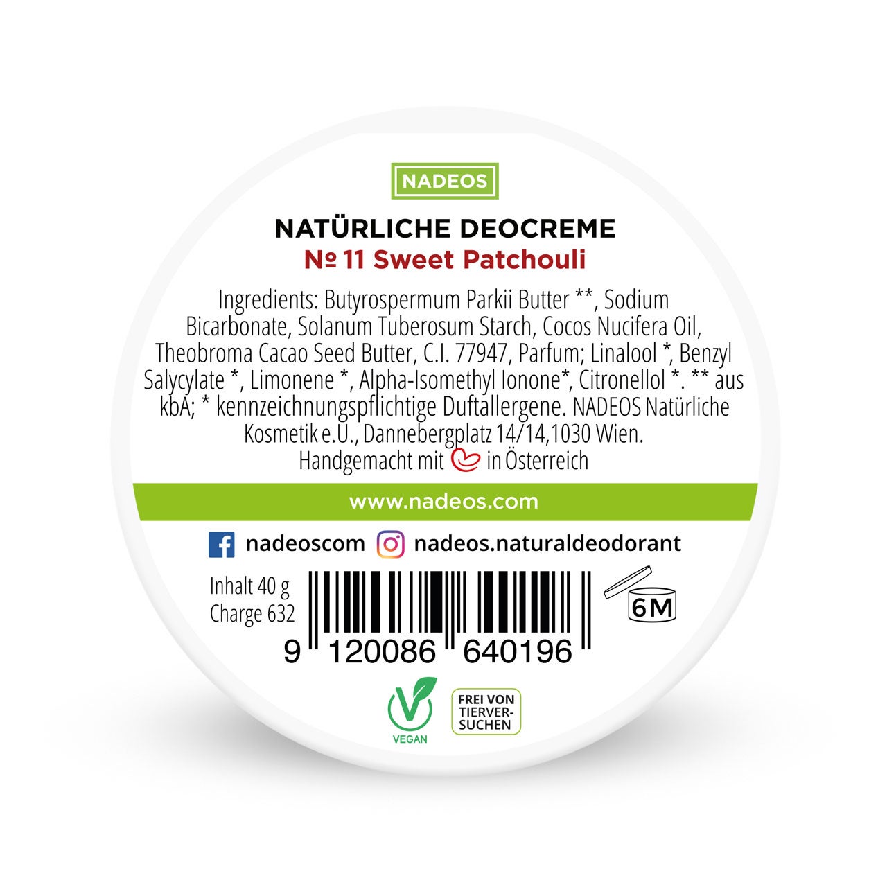 Crème déodorante naturelle Sweet Patchouli
