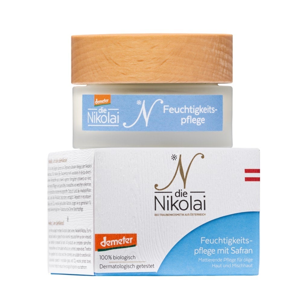 dieNikolai-feuchtigkeitspflege-mit-safran-50ml-mit-schachtel soin hydratant matifiant au safran