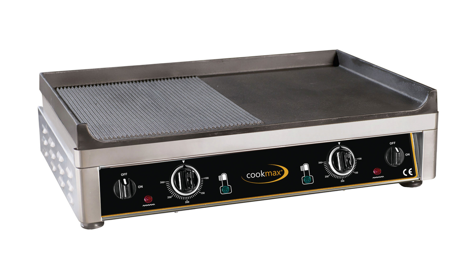 Elektro-Grillplatte 2 Heizzonen 1/2 glatt 1/2 gerillt 720 x 520 x 210 mm