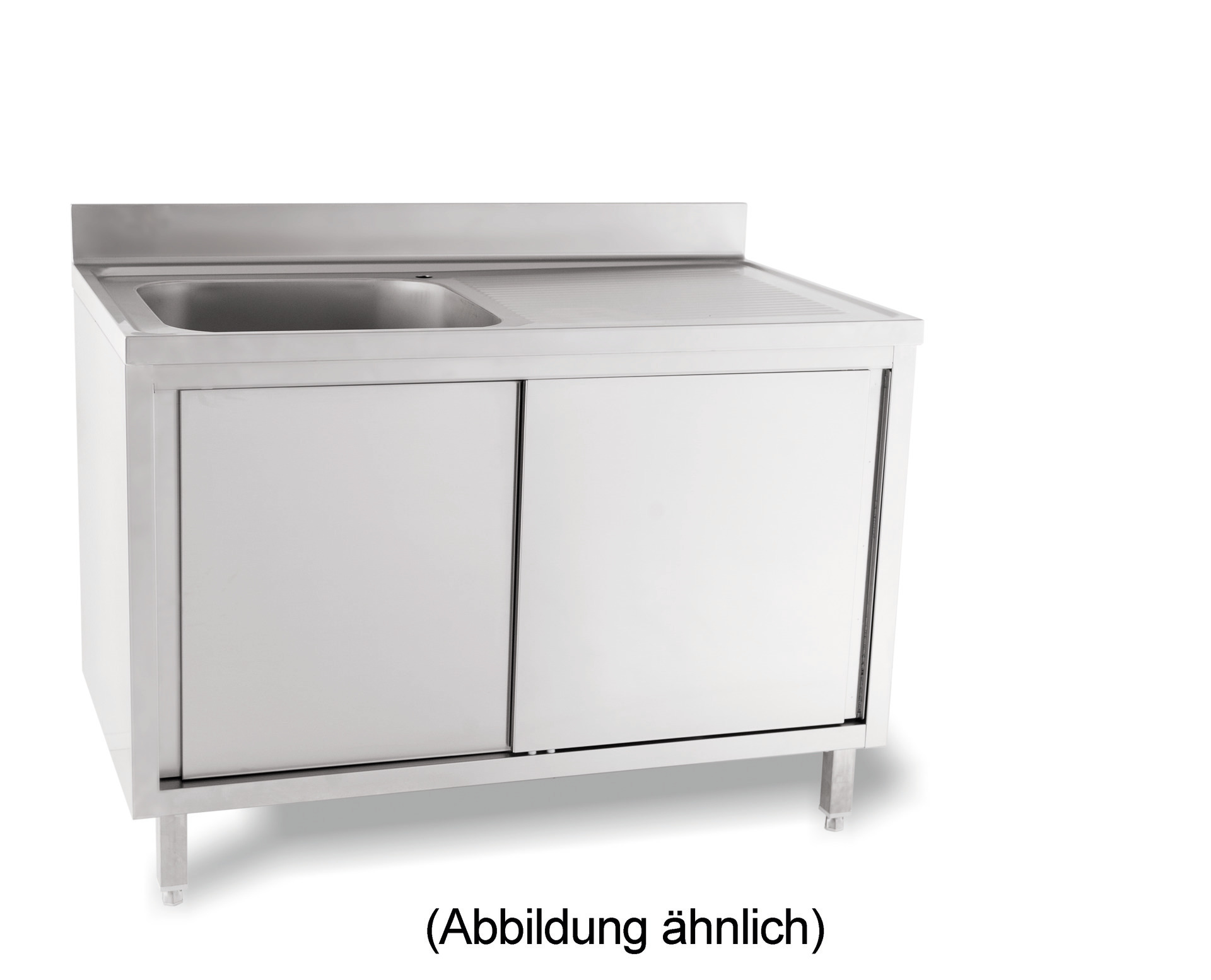 Spülschrank mit 50 mm Aufkantung mit Schiebetüren 1 Becken rechts