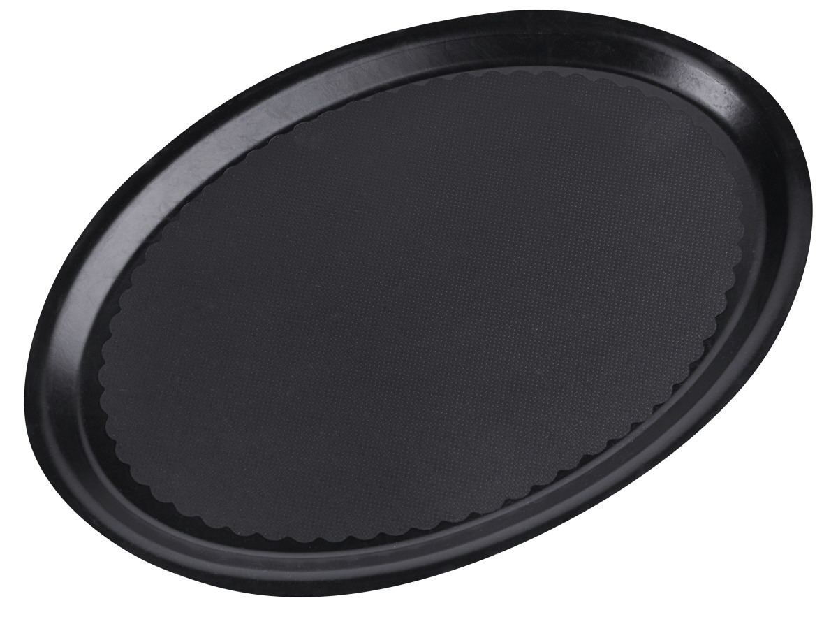 Tablett oval 290 x 210 x 18 mm rutschfest schwarz
