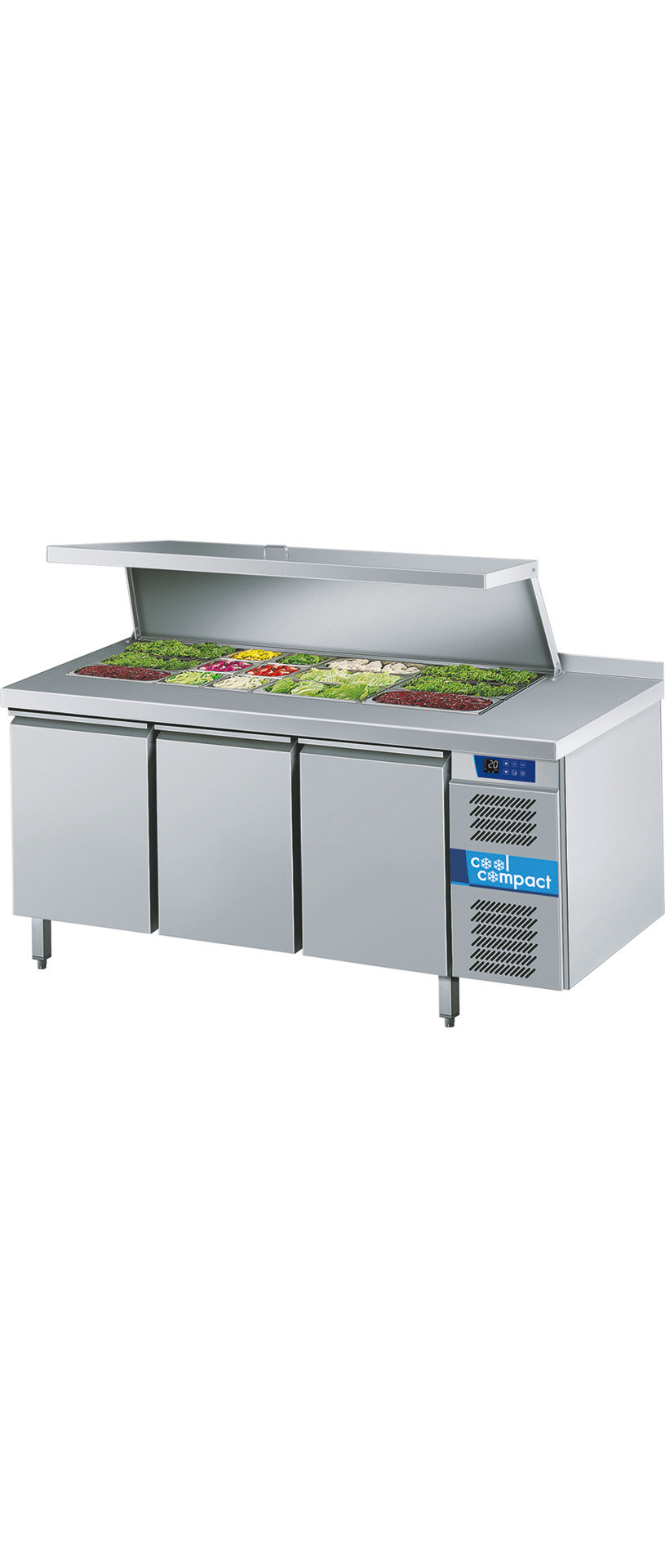 Saladette 3 Türen je 10 x GN 1/1 / mit  Abkantung allseits / zentralgekühlt
