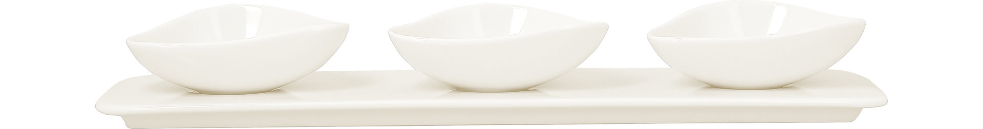 Platte rechteckig shaped mit 3 Ringen 360 x 100 mm plain-white