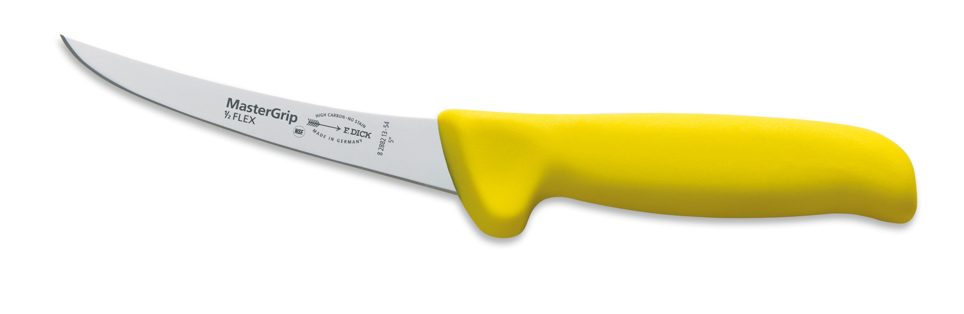 Ausbeinmesser Klingenlänge 130 mm geschweift / flexibel / gelber Griff