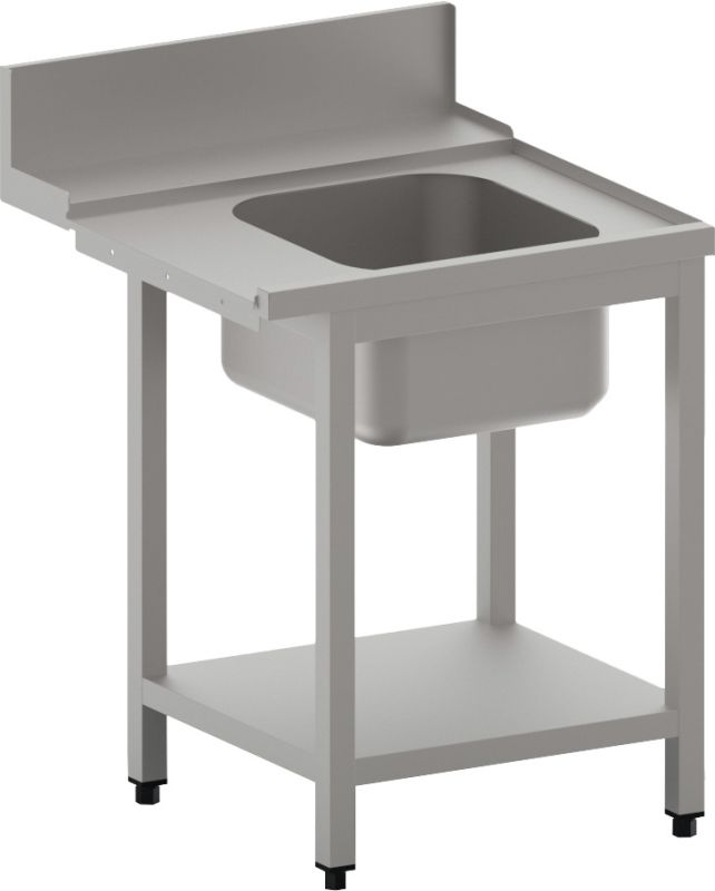 Zulauftisch rechts mit Becken und Ablagebord, 1600 mm black