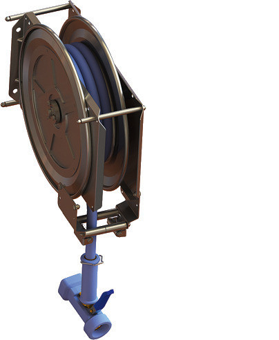 Schlauchaufroller automatisch / Edelstahl / Molkereidampfschlauch 15 m