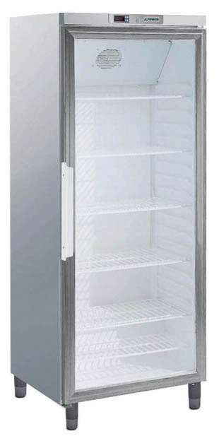 Umluft-Glastürkühlschrank 400,00 l /  außen CHR/grau
