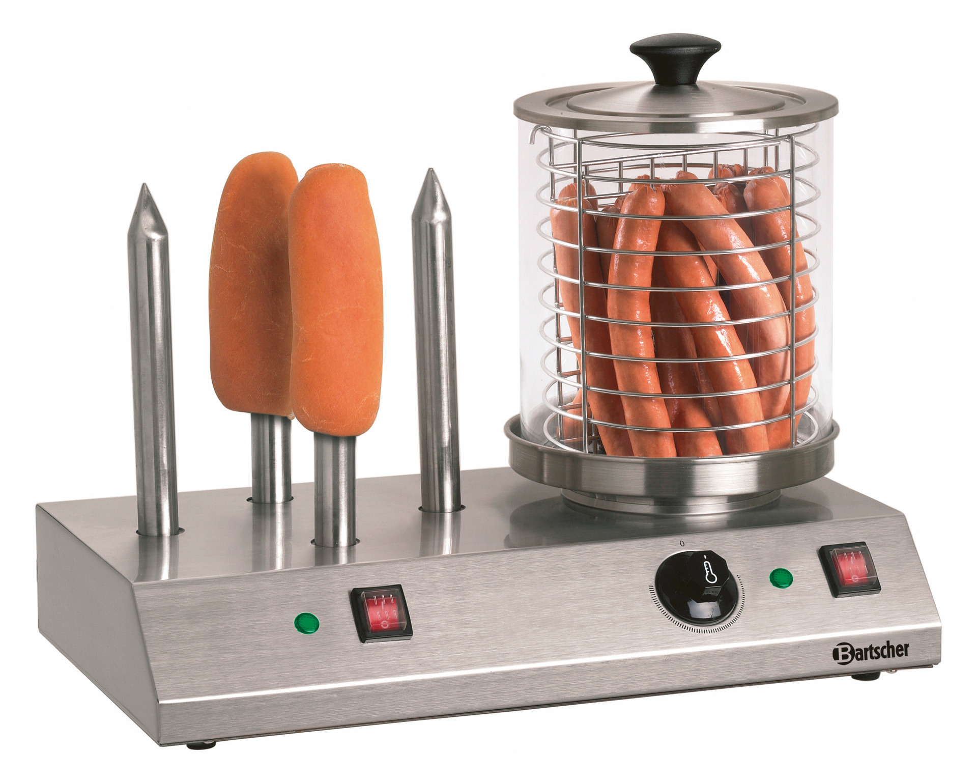 Hot-Dog-Gerät mit 4 Toaststangen / 500 x 285 x 390 mm / 230 V / 0,96 kW