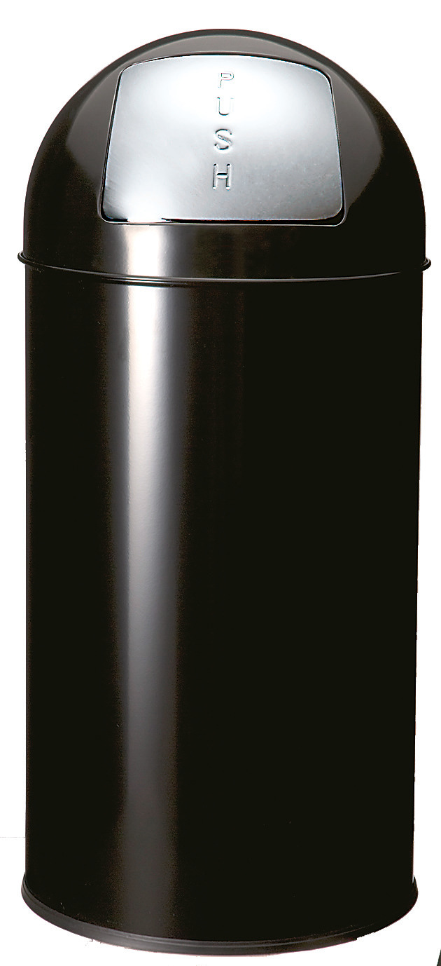 Abfallbehälter mit Push-Deckel 40,0 l rund Metall schwarz 350 x 350 x 740 mm