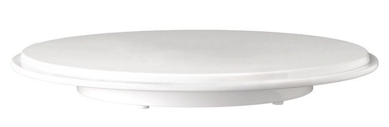 Tortenplatte rund 310 mm / 40 mm hoch  weiß / Rand fixiert die Haube