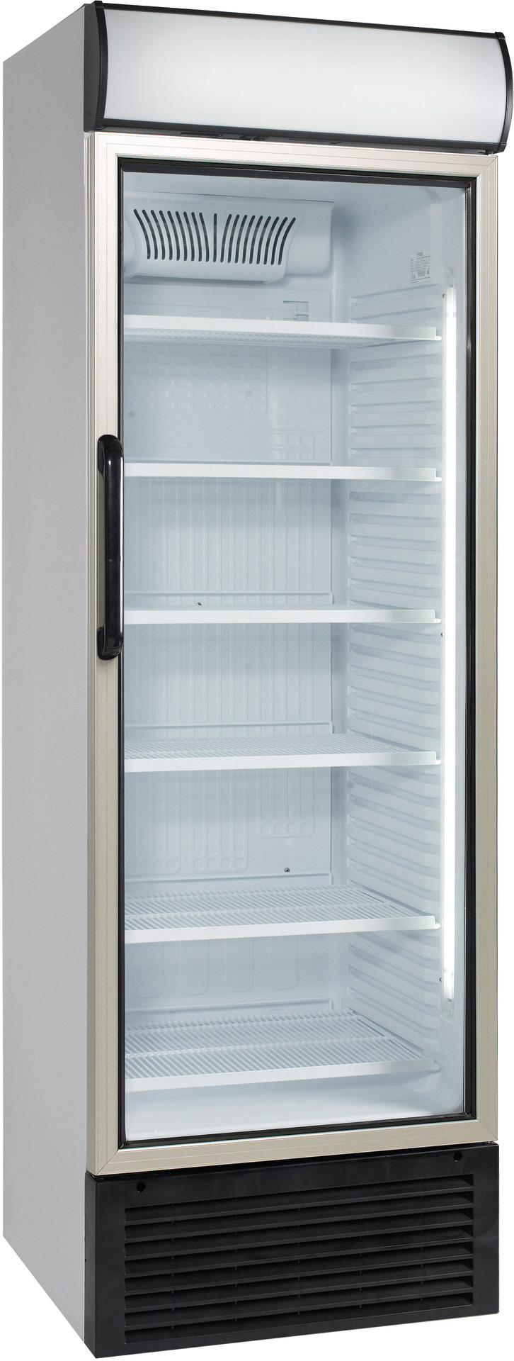 Umluft-Glastürkühlschrank mit Griff  438,00 l / mit Werbe-Display