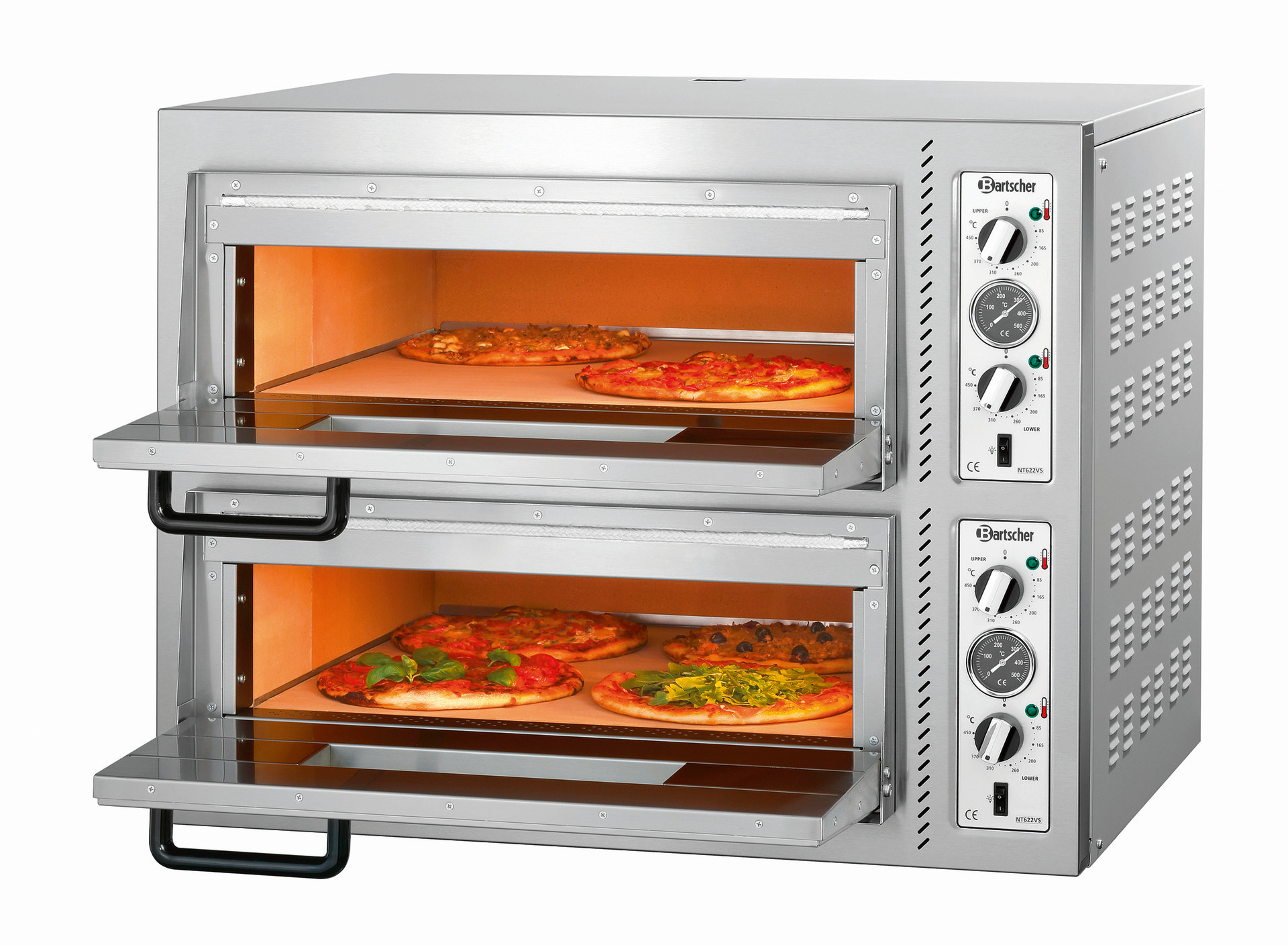Pizzaofen 2 Etagen 620 x 620 x 140 mm 2 x 4 Pizzen 300 mm