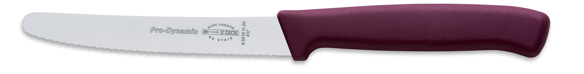 Allzweckmesser Klingenlänge 110 mm Wellenschliff / violetter Griff