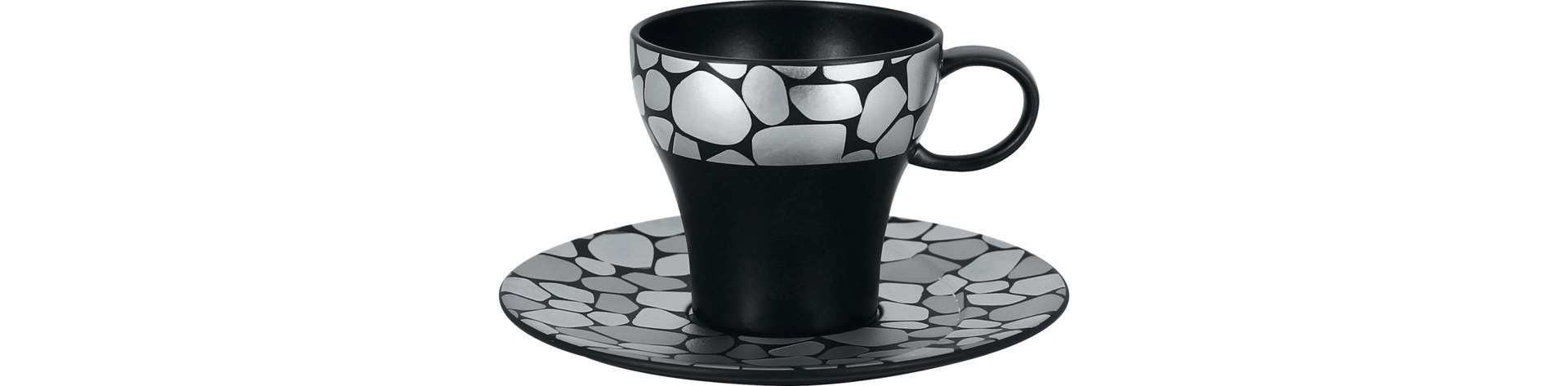 Kaffeetasse 0,20 l silber / schwarz