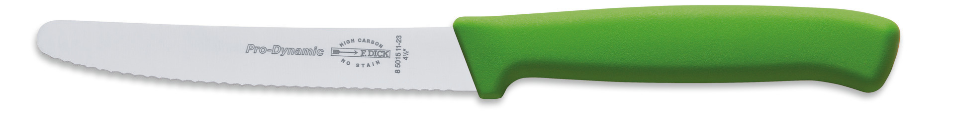 Allzweckmesser Klingenlänge 110 mm Wellenschliff / apfelgrüner Griff