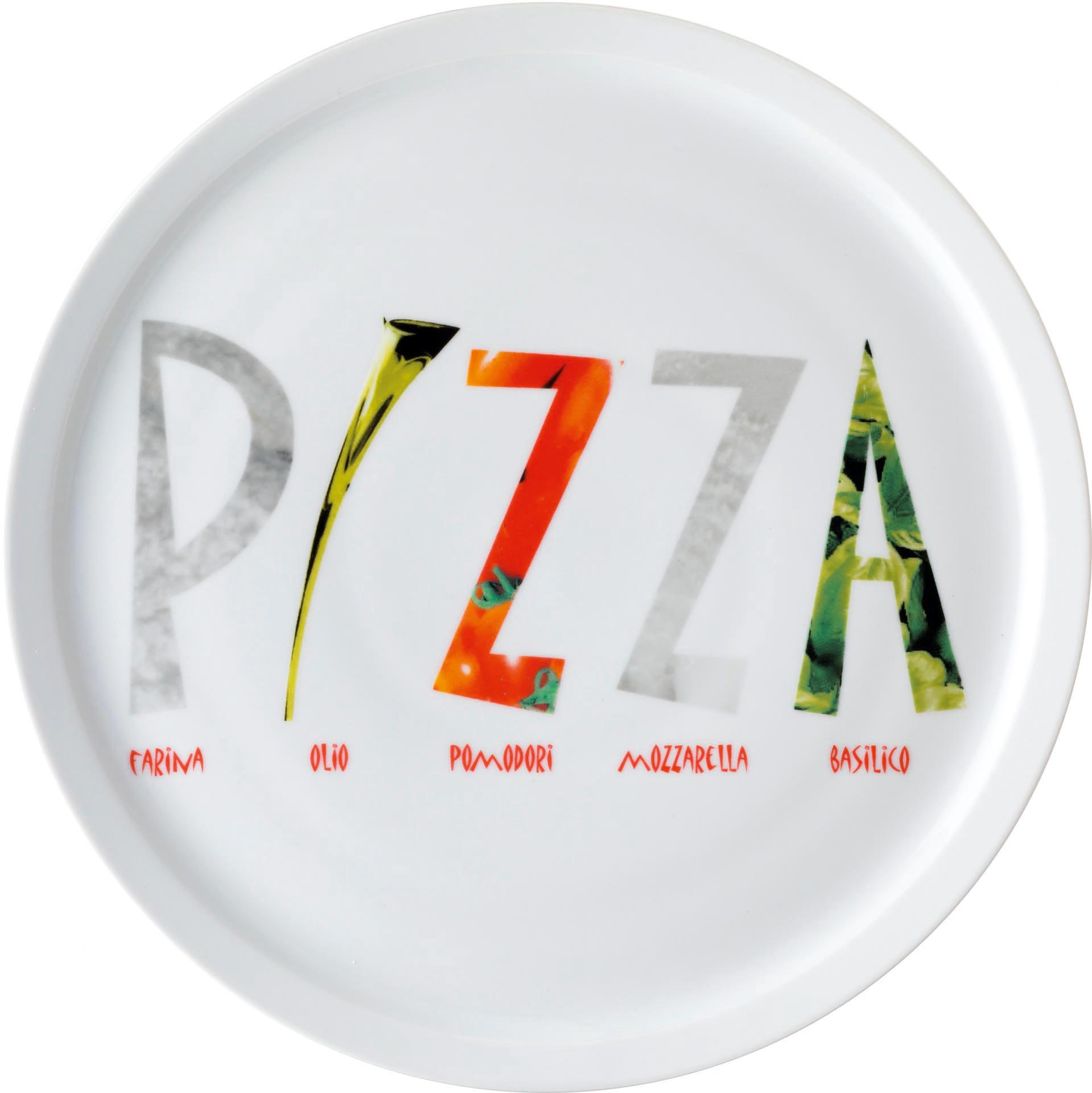 Pizzateller weiß mit Dekor "Pizza" 30 cm