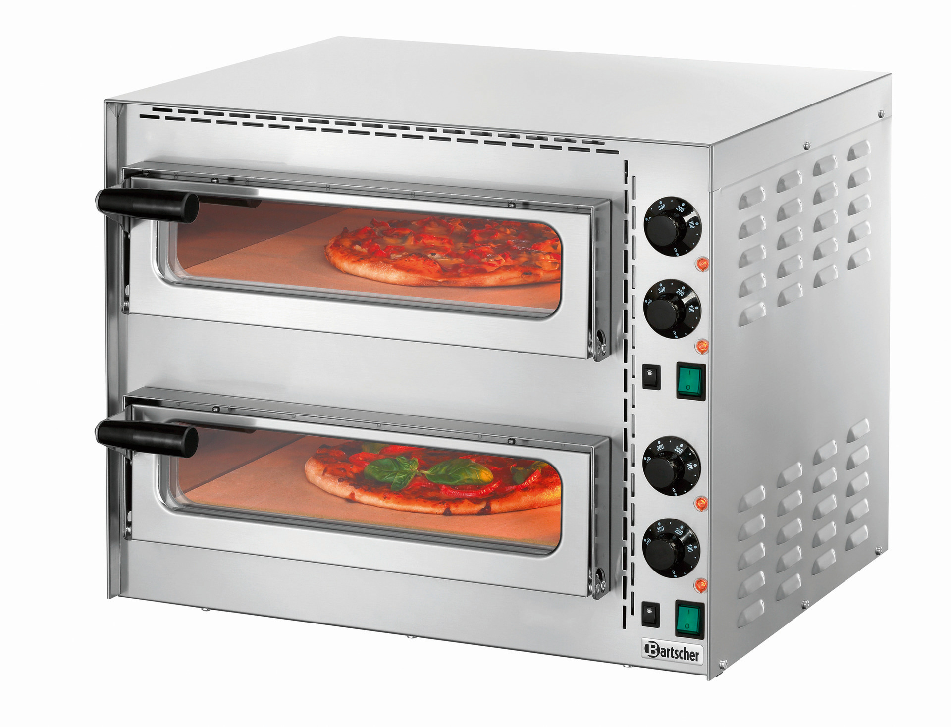 Pizzaofen 2 Etagen 410 x 370 x 90 mm für 2 x Pizzen 350 mm